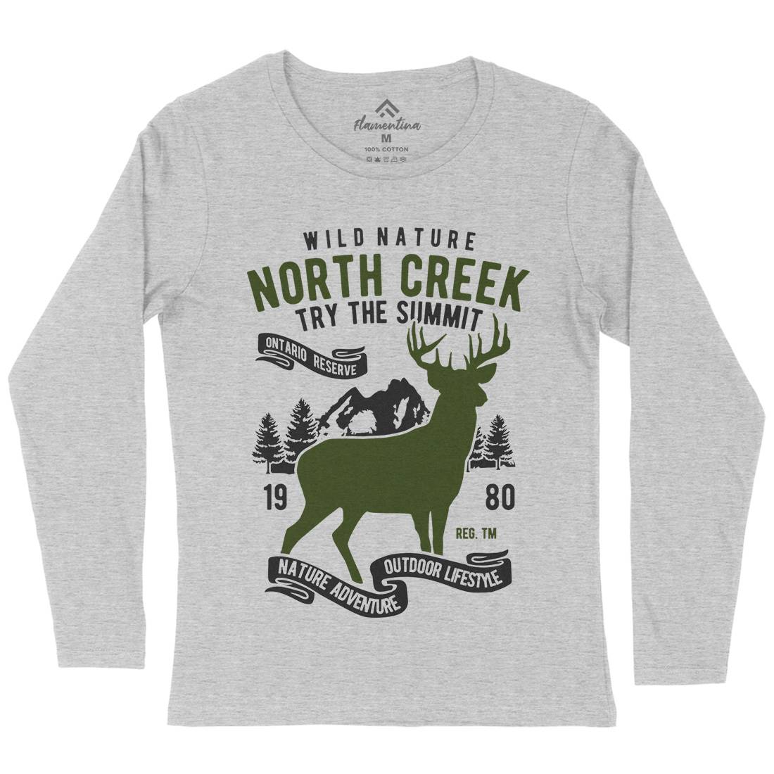 North Creek Deer Nature Womens Long Sleeve T-Shirt Nature B431