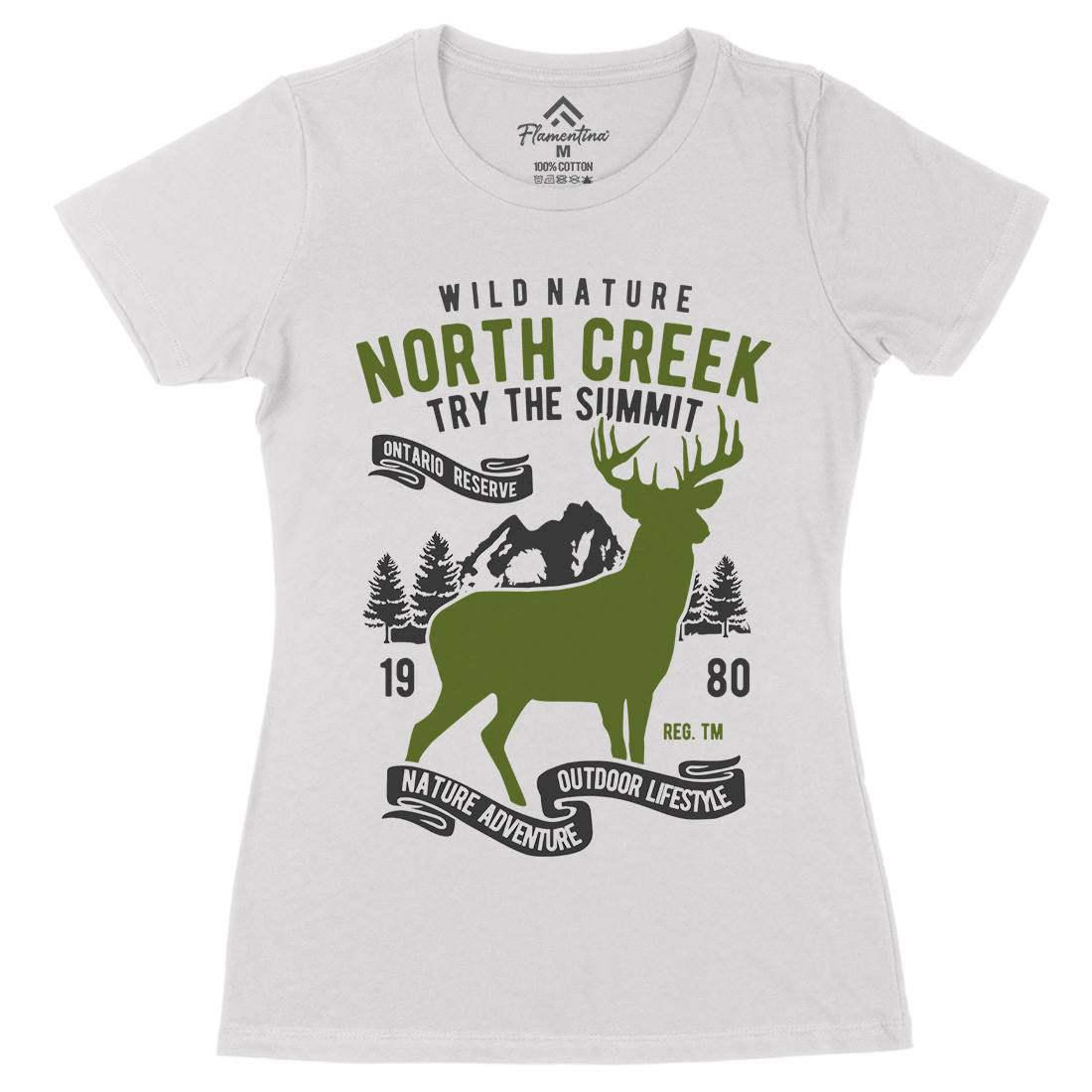 North Creek Deer Nature Womens Organic Crew Neck T-Shirt Nature B431