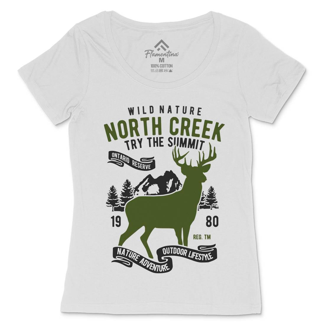 North Creek Deer Nature Womens Scoop Neck T-Shirt Nature B431