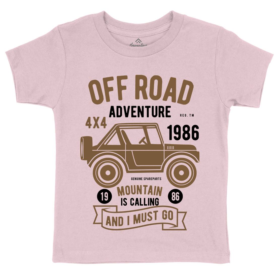 Off Road Adventure Kids Organic Crew Neck T-Shirt Cars B432