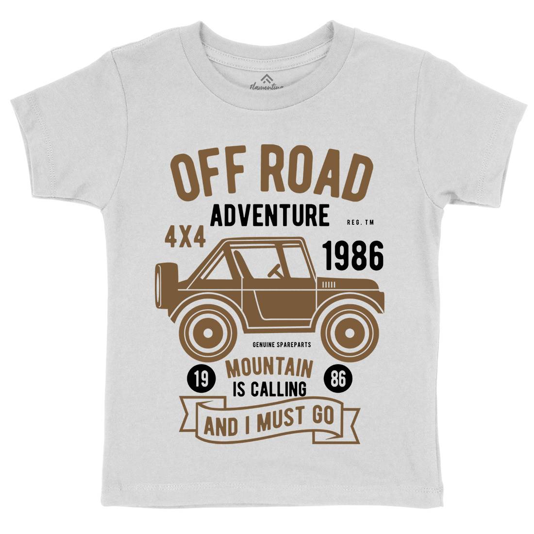 Off Road Adventure Kids Organic Crew Neck T-Shirt Cars B432