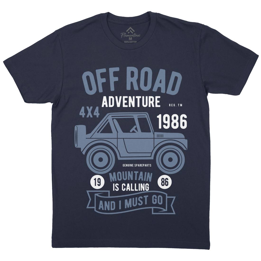 Off Road Adventure Mens Organic Crew Neck T-Shirt Cars B432