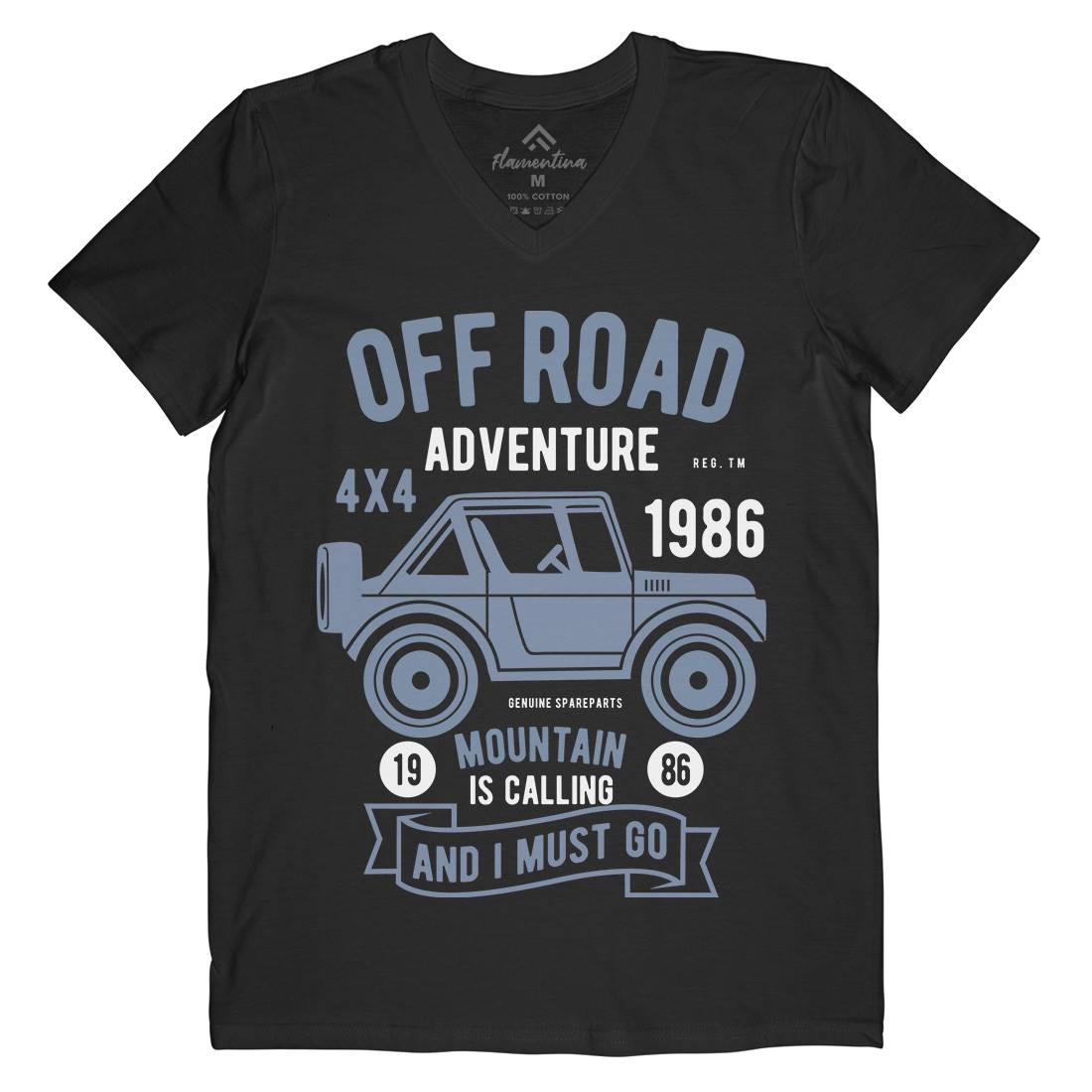 Off Road Adventure Mens Organic V-Neck T-Shirt Cars B432