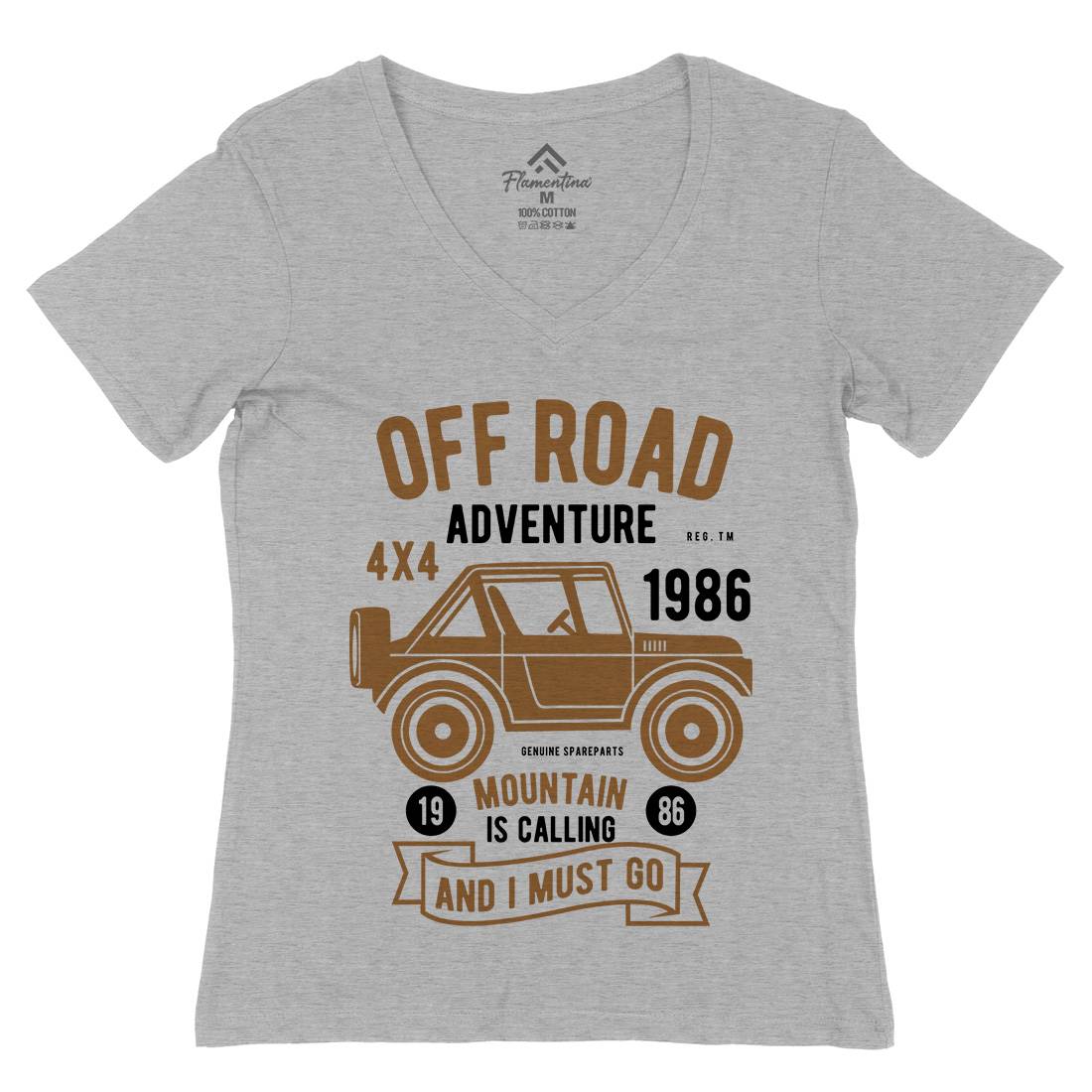 Off Road Adventure Womens Organic V-Neck T-Shirt Cars B432