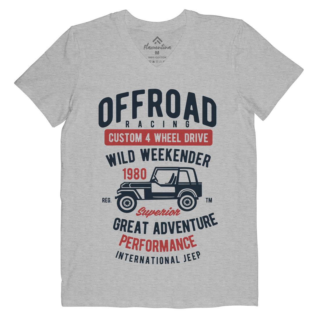 Off Road Racing Mens Organic V-Neck T-Shirt Cars B433