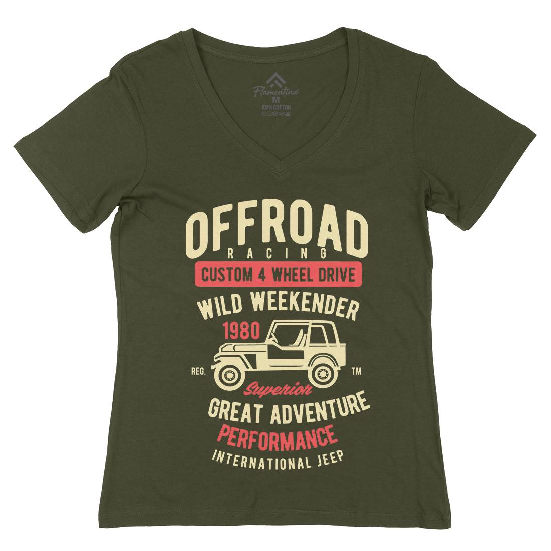 Off Road Racing Womens Organic V-Neck T-Shirt Cars B433