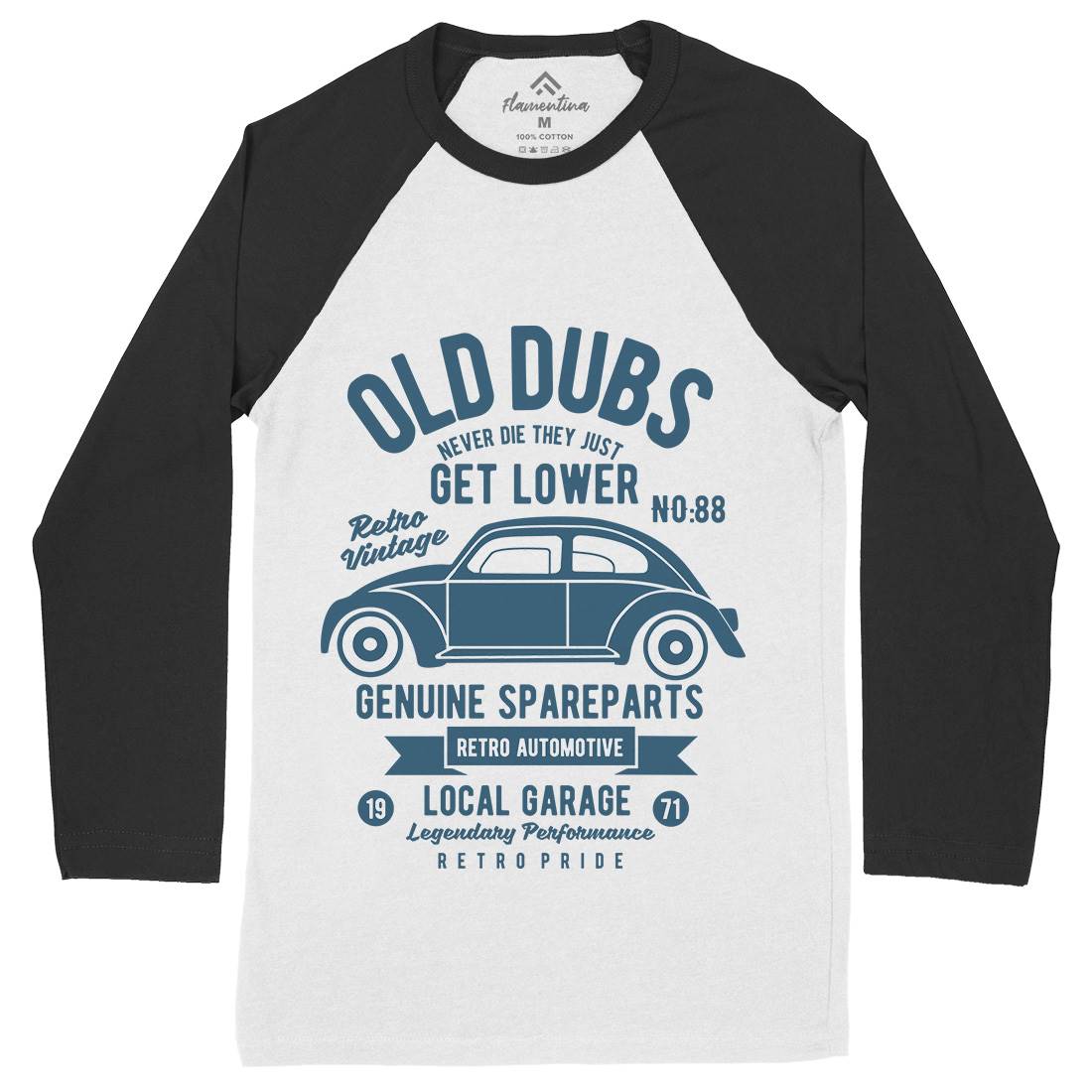 Old Dubs Mens Long Sleeve Baseball T-Shirt Cars B434