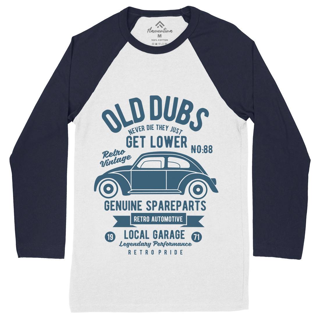 Old Dubs Mens Long Sleeve Baseball T-Shirt Cars B434