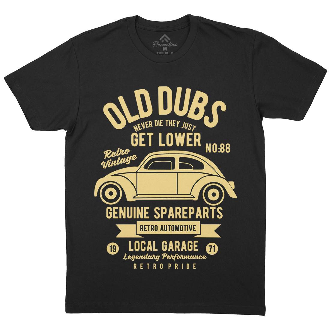 Old Dubs Mens Organic Crew Neck T-Shirt Cars B434
