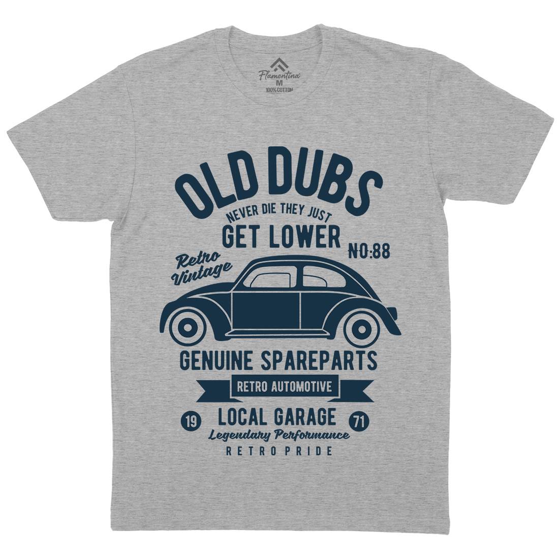 Old Dubs Mens Organic Crew Neck T-Shirt Cars B434