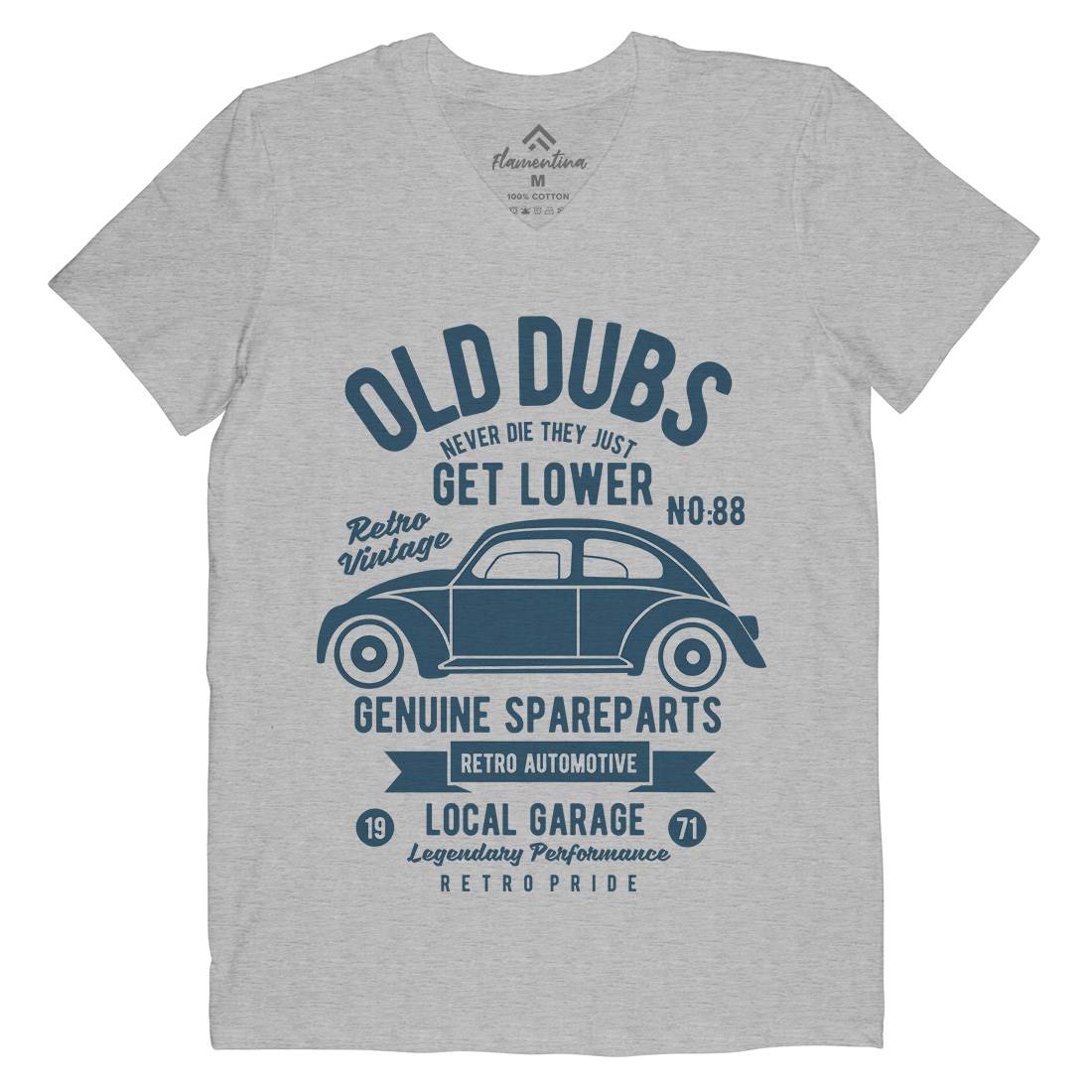Old Dubs Mens Organic V-Neck T-Shirt Cars B434