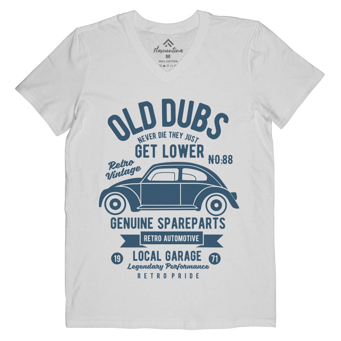 Old Dubs Mens V-Neck T-Shirt Cars B434