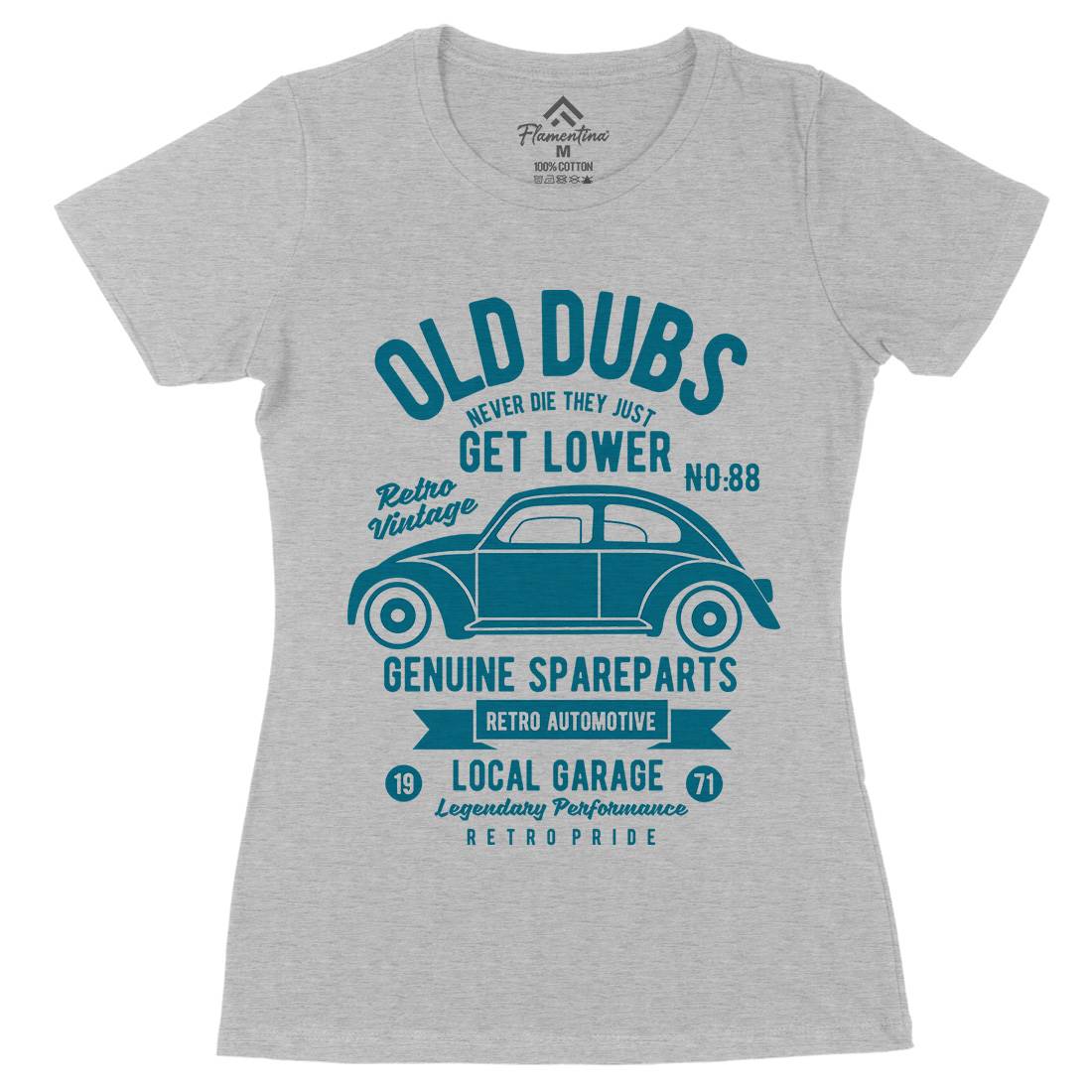 Old Dubs Womens Organic Crew Neck T-Shirt Cars B434