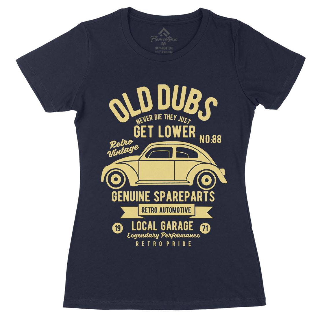 Old Dubs Womens Organic Crew Neck T-Shirt Cars B434