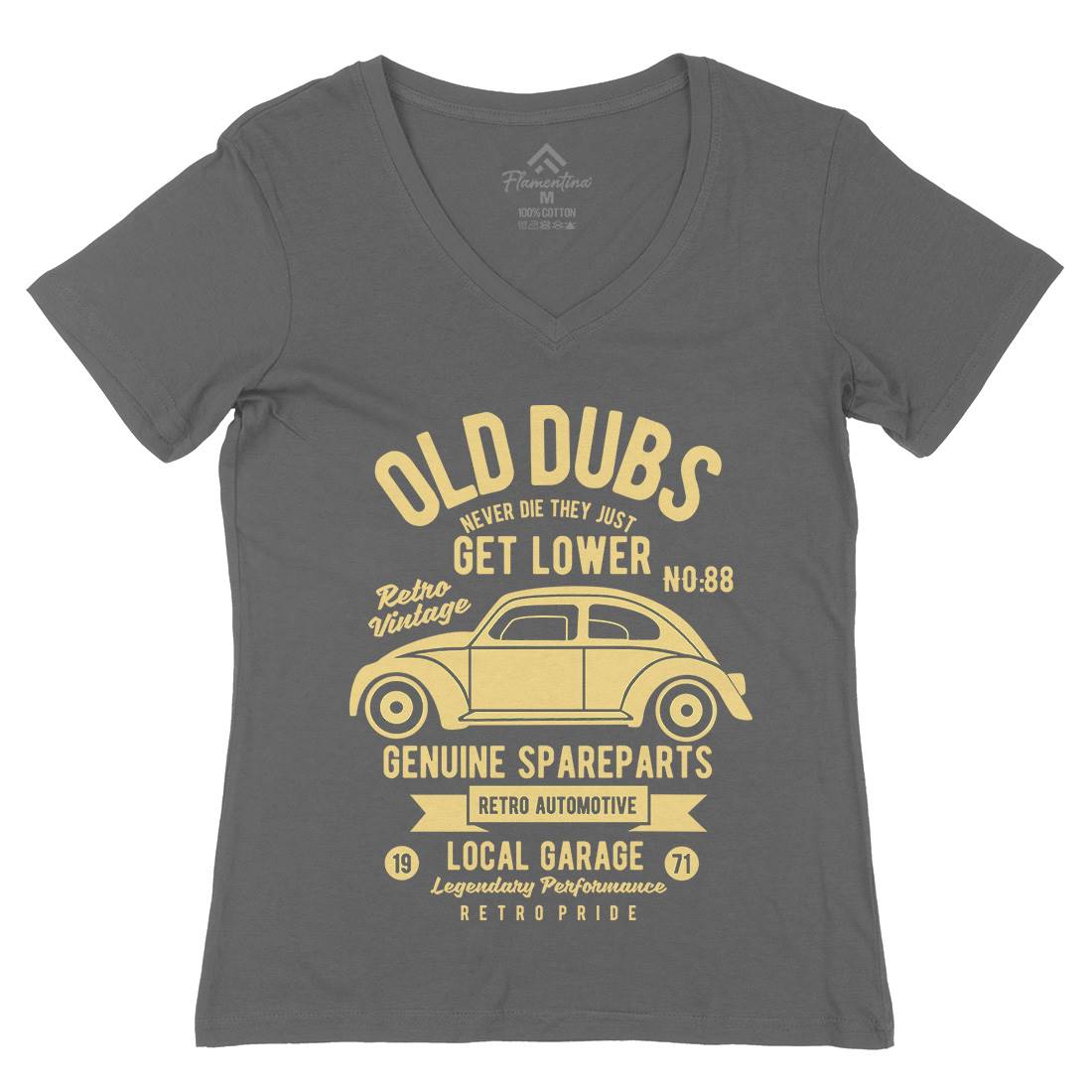 Old Dubs Womens Organic V-Neck T-Shirt Cars B434
