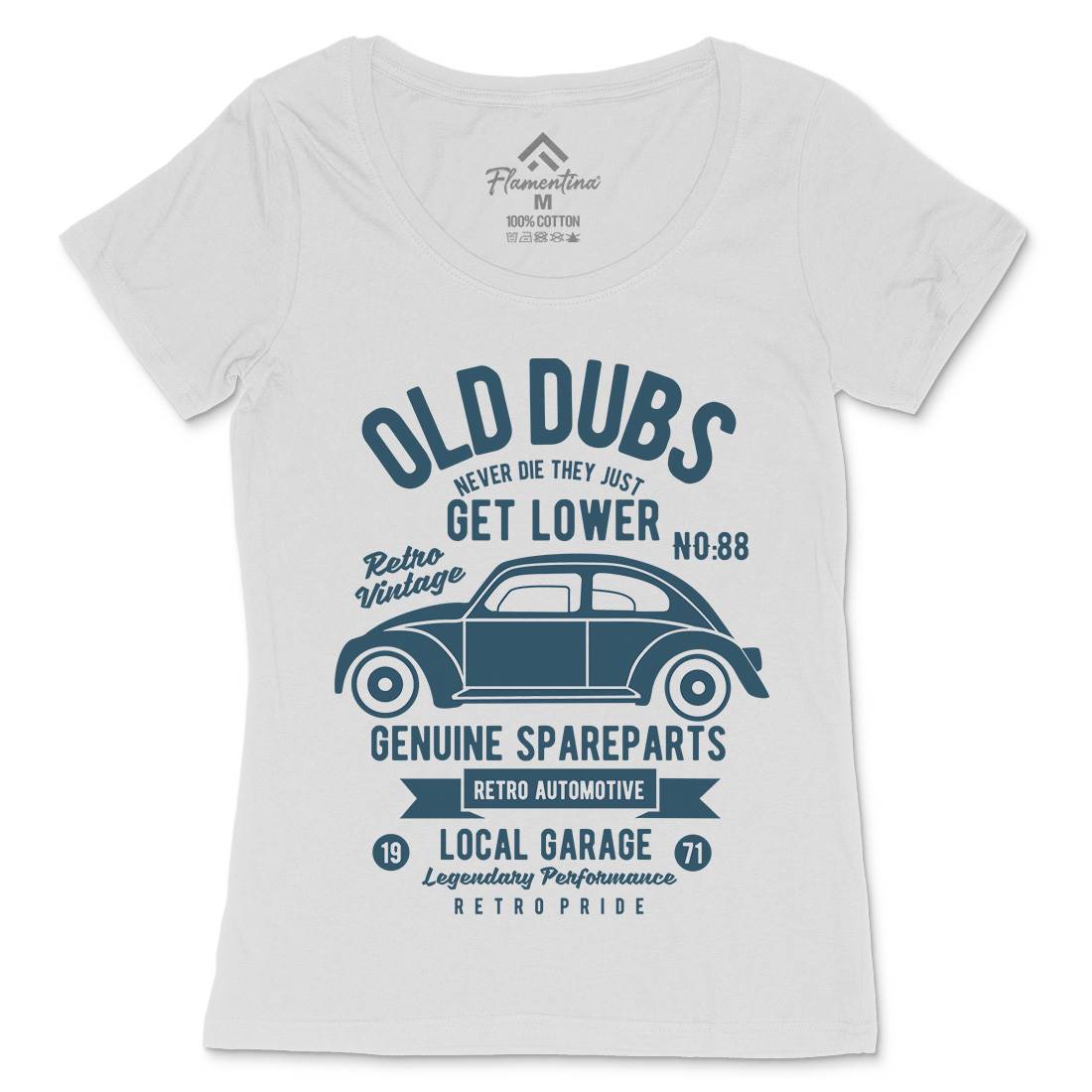 Old Dubs Womens Scoop Neck T-Shirt Cars B434