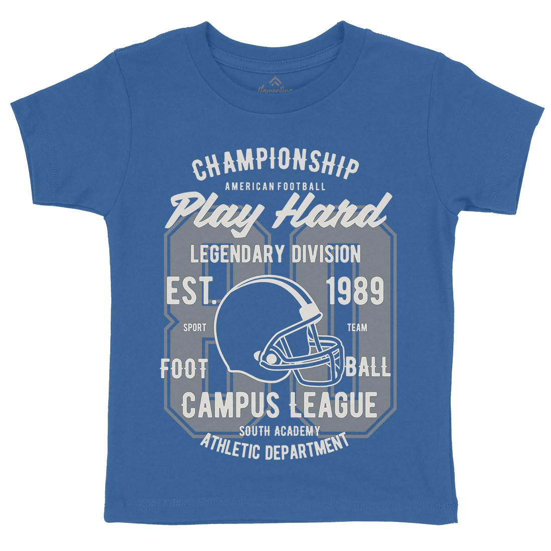 Play Hard Football Kids Organic Crew Neck T-Shirt Sport B435