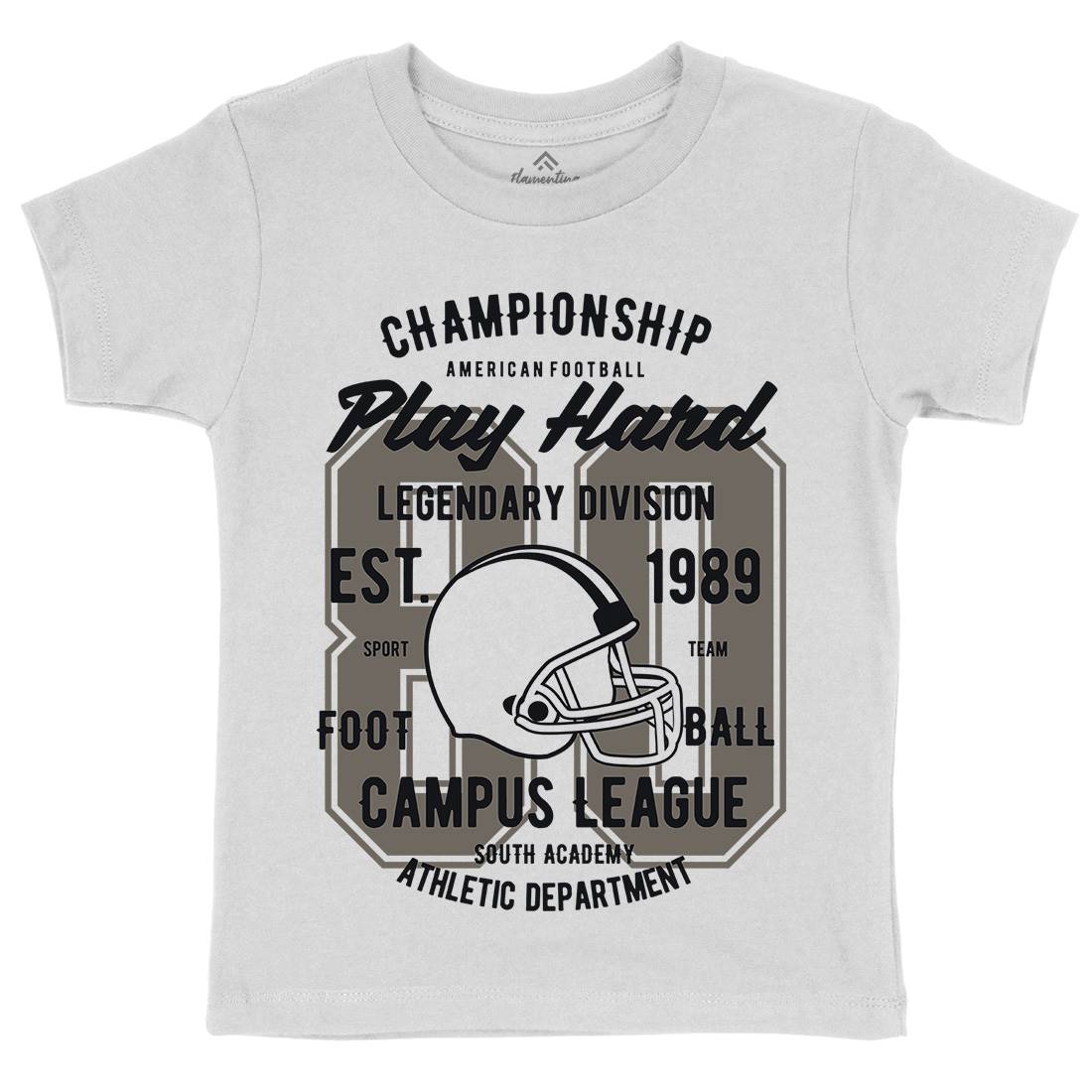 Play Hard Football Kids Organic Crew Neck T-Shirt Sport B435