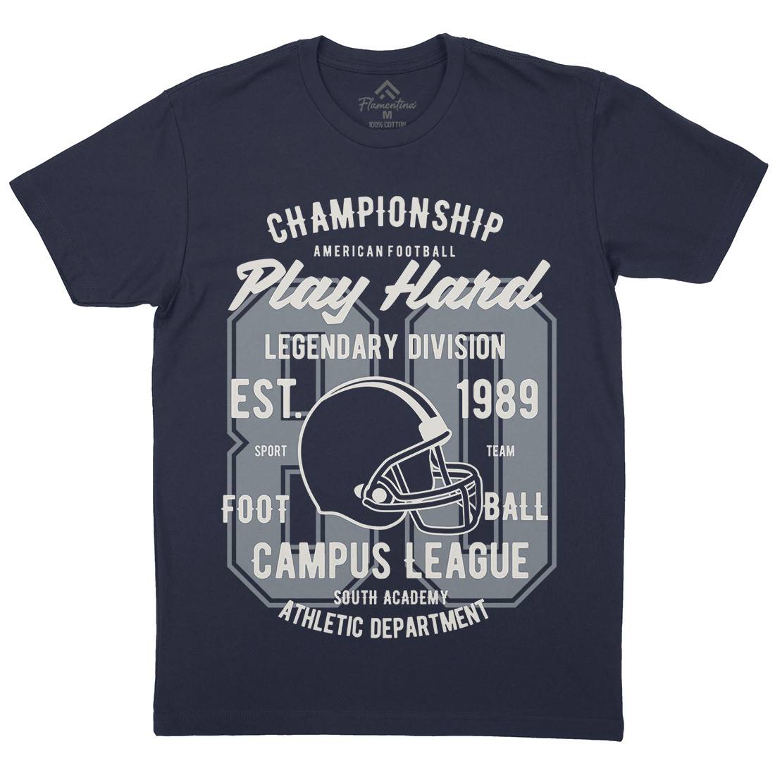 Play Hard Football Mens Organic Crew Neck T-Shirt Sport B435