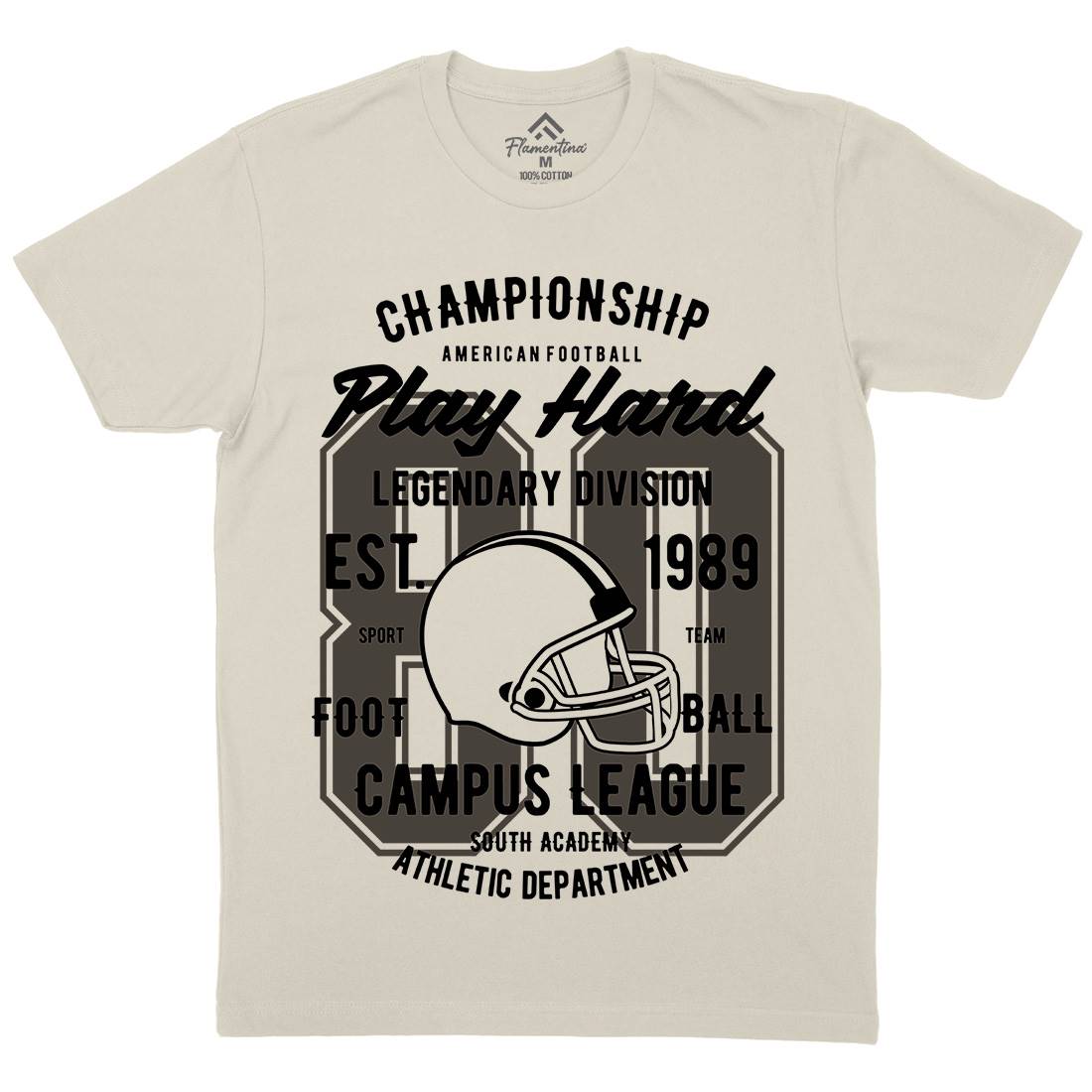 Play Hard Football Mens Organic Crew Neck T-Shirt Sport B435