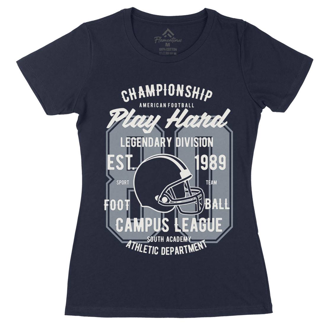 Play Hard Football Womens Organic Crew Neck T-Shirt Sport B435