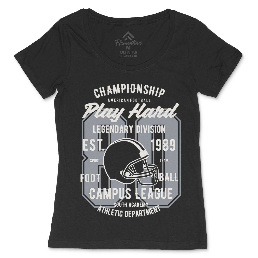 Play Hard Football Womens Scoop Neck T-Shirt Sport B435