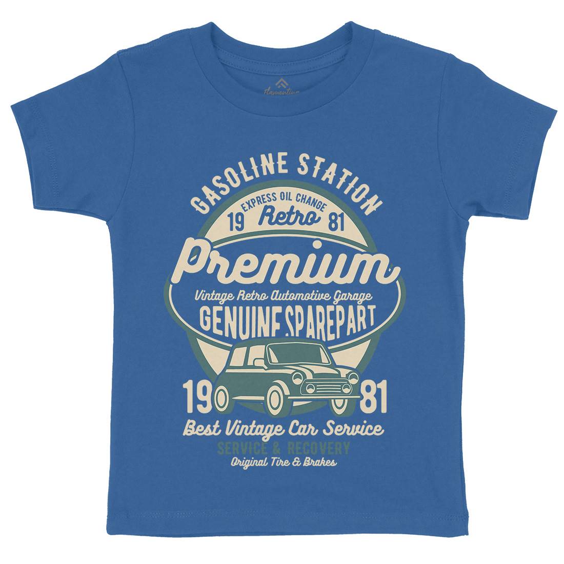 Premium Garage Kids Organic Crew Neck T-Shirt Cars B436