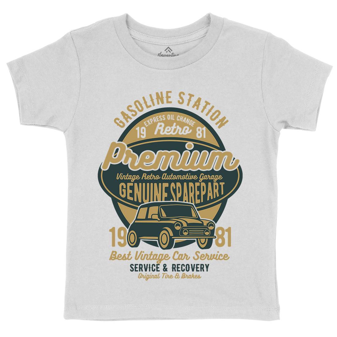 Premium Garage Kids Organic Crew Neck T-Shirt Cars B436