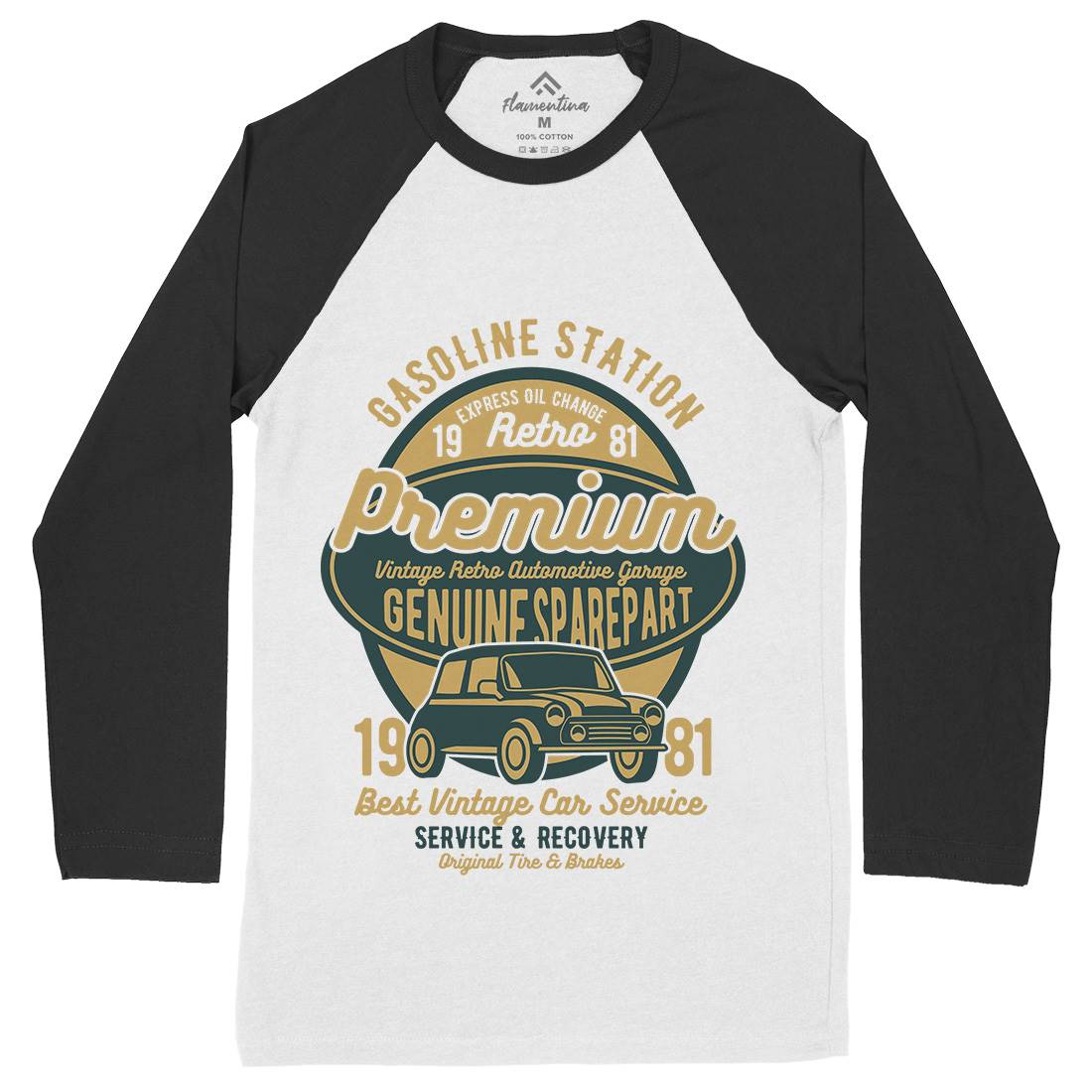 Premium Garage Mens Long Sleeve Baseball T-Shirt Cars B436