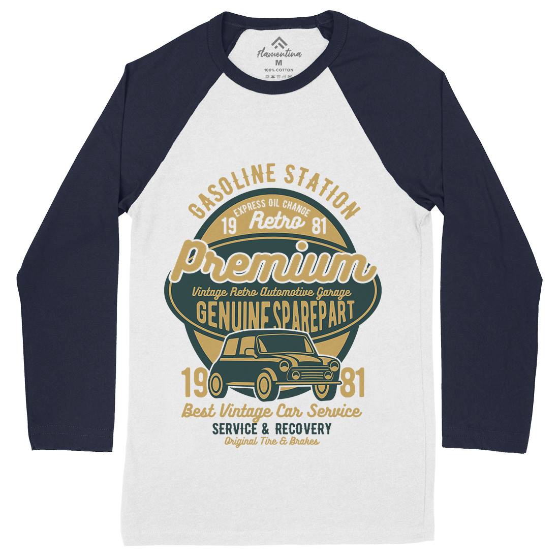 Premium Garage Mens Long Sleeve Baseball T-Shirt Cars B436