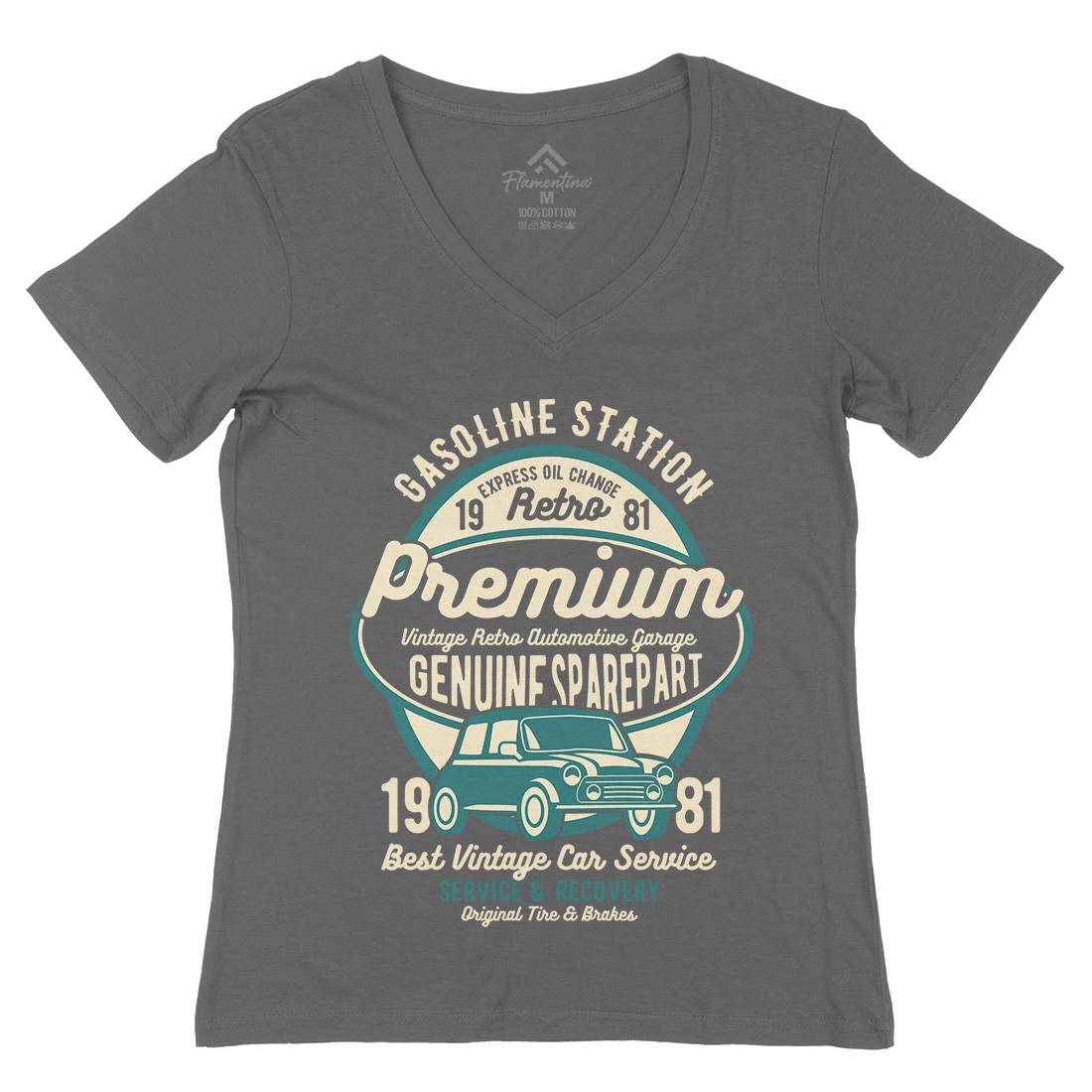 Premium Garage Womens Organic V-Neck T-Shirt Cars B436