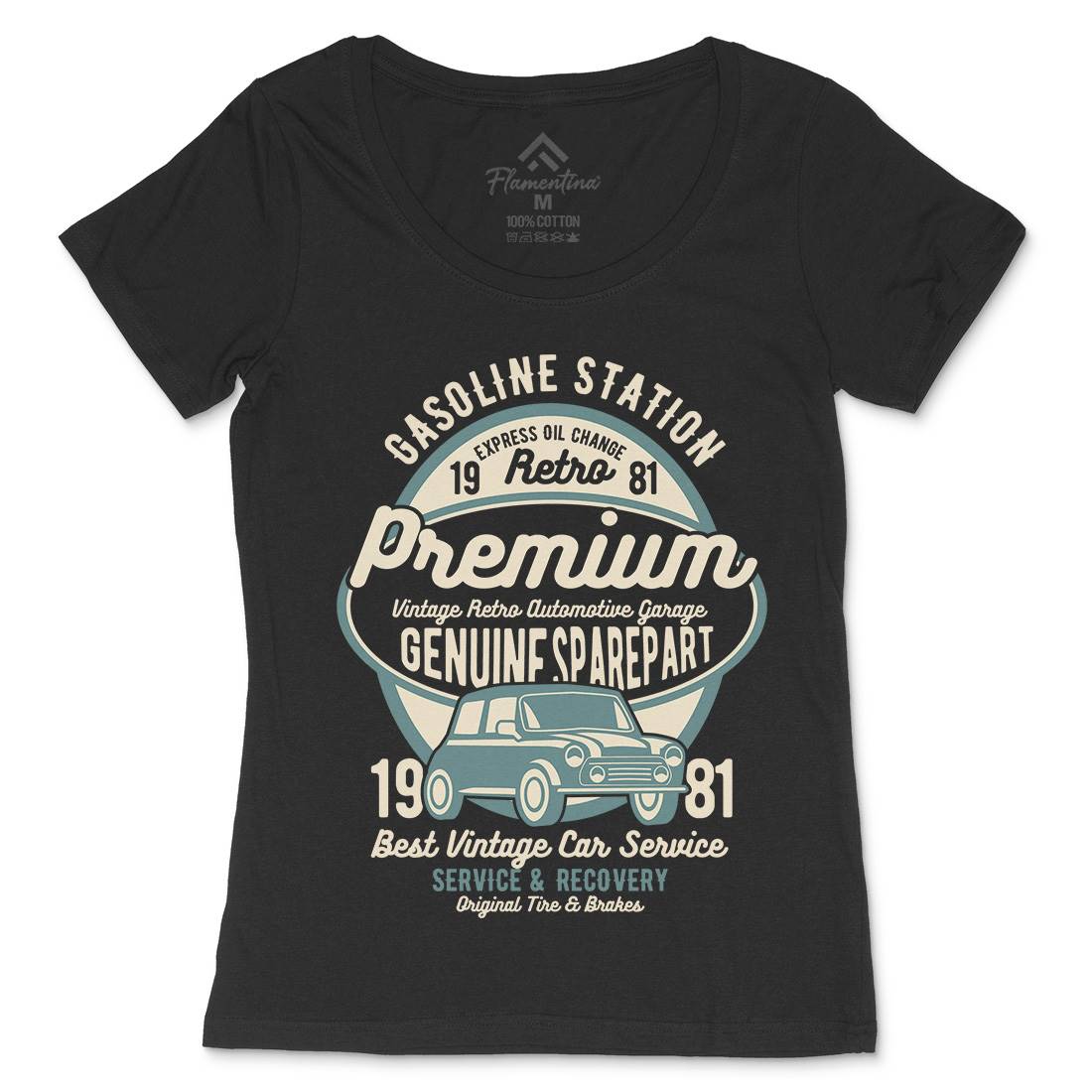 Premium Garage Womens Scoop Neck T-Shirt Cars B436