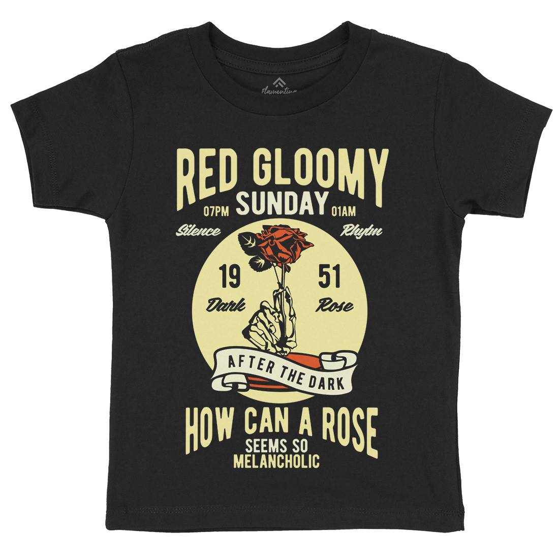 Red Gloomy Sunday Kids Organic Crew Neck T-Shirt Retro B437