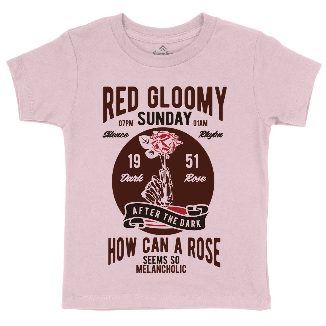 Red Gloomy Sunday Kids Organic Crew Neck T-Shirt Retro B437