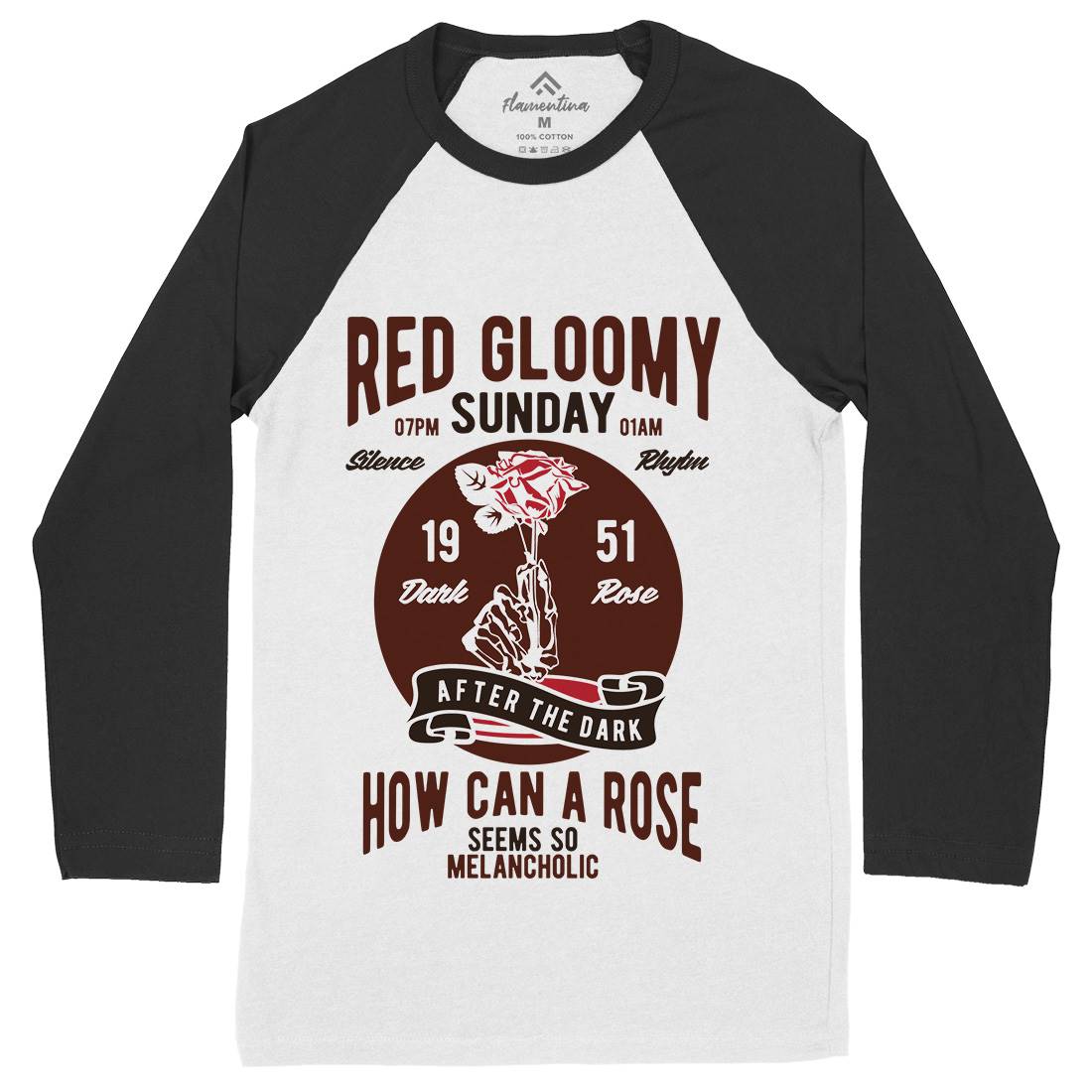 Red Gloomy Sunday Mens Long Sleeve Baseball T-Shirt Retro B437