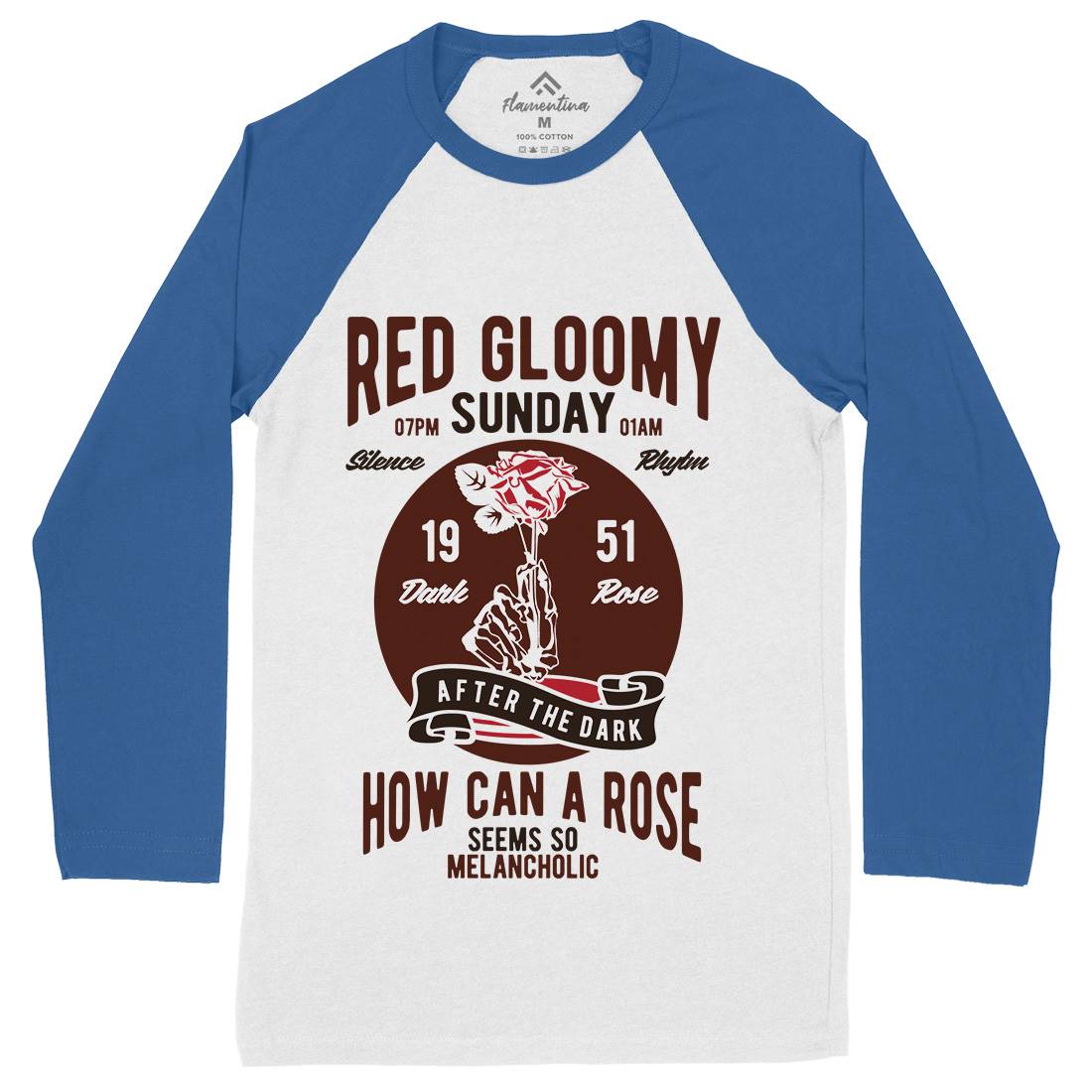 Red Gloomy Sunday Mens Long Sleeve Baseball T-Shirt Retro B437