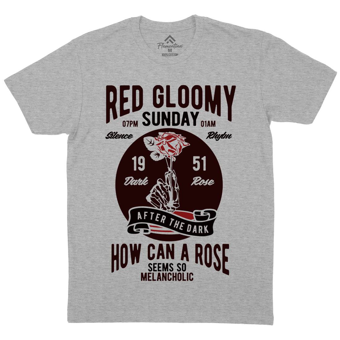 Red Gloomy Sunday Mens Crew Neck T-Shirt Retro B437