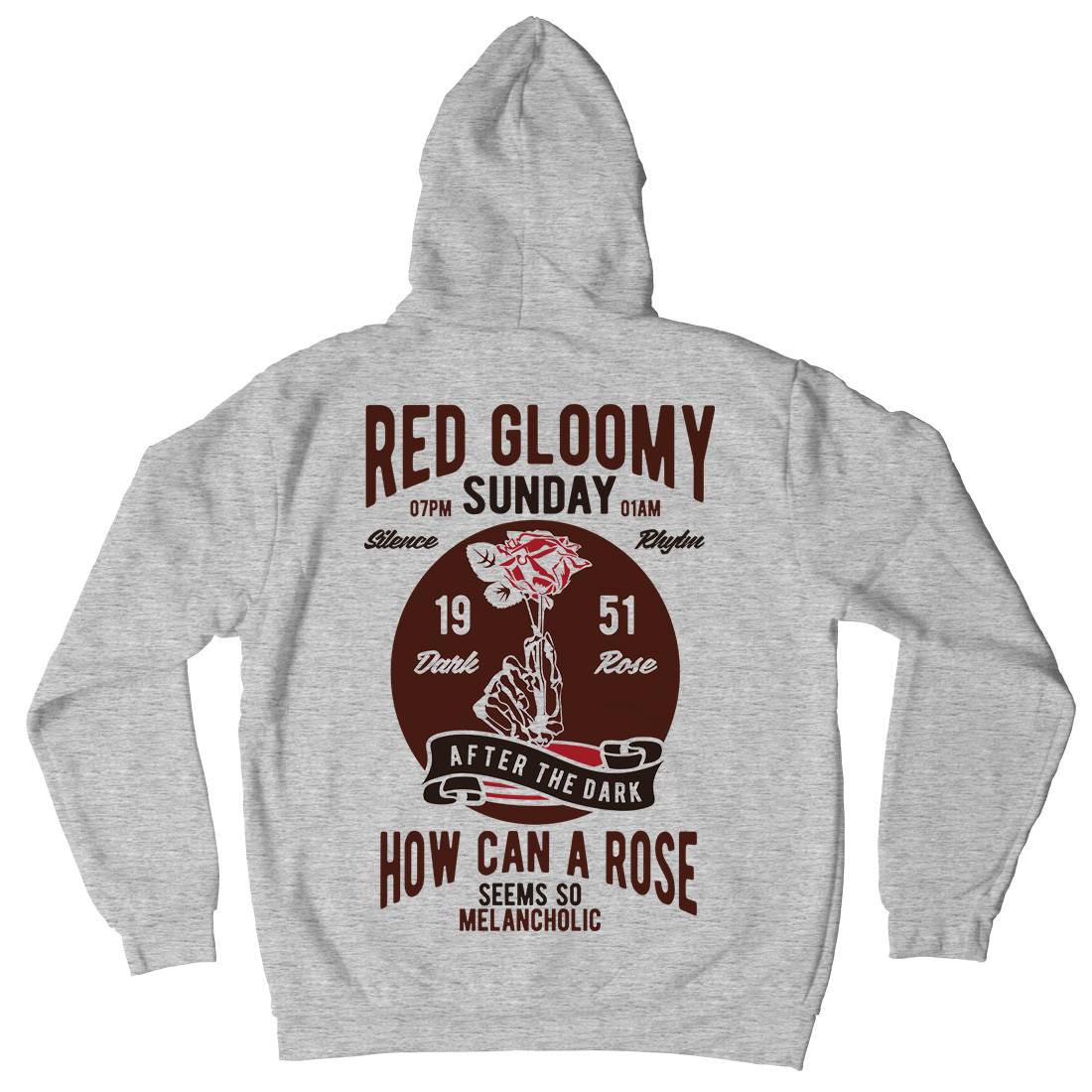 Red Gloomy Sunday Mens Hoodie With Pocket Retro B437