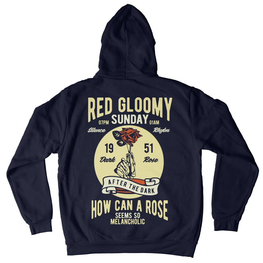 Red Gloomy Sunday Mens Hoodie With Pocket Retro B437