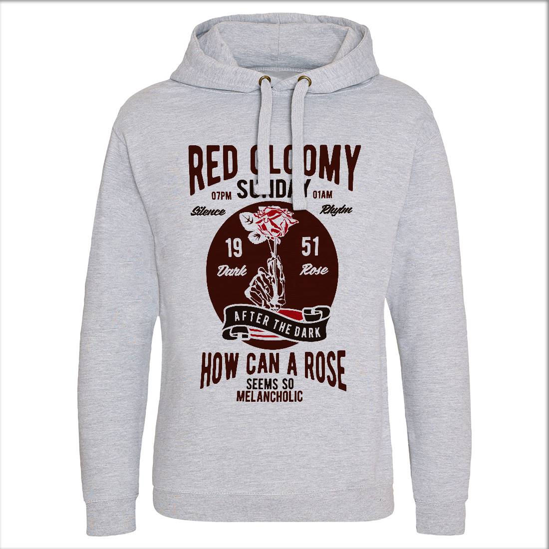 Red Gloomy Sunday Mens Hoodie Without Pocket Retro B437