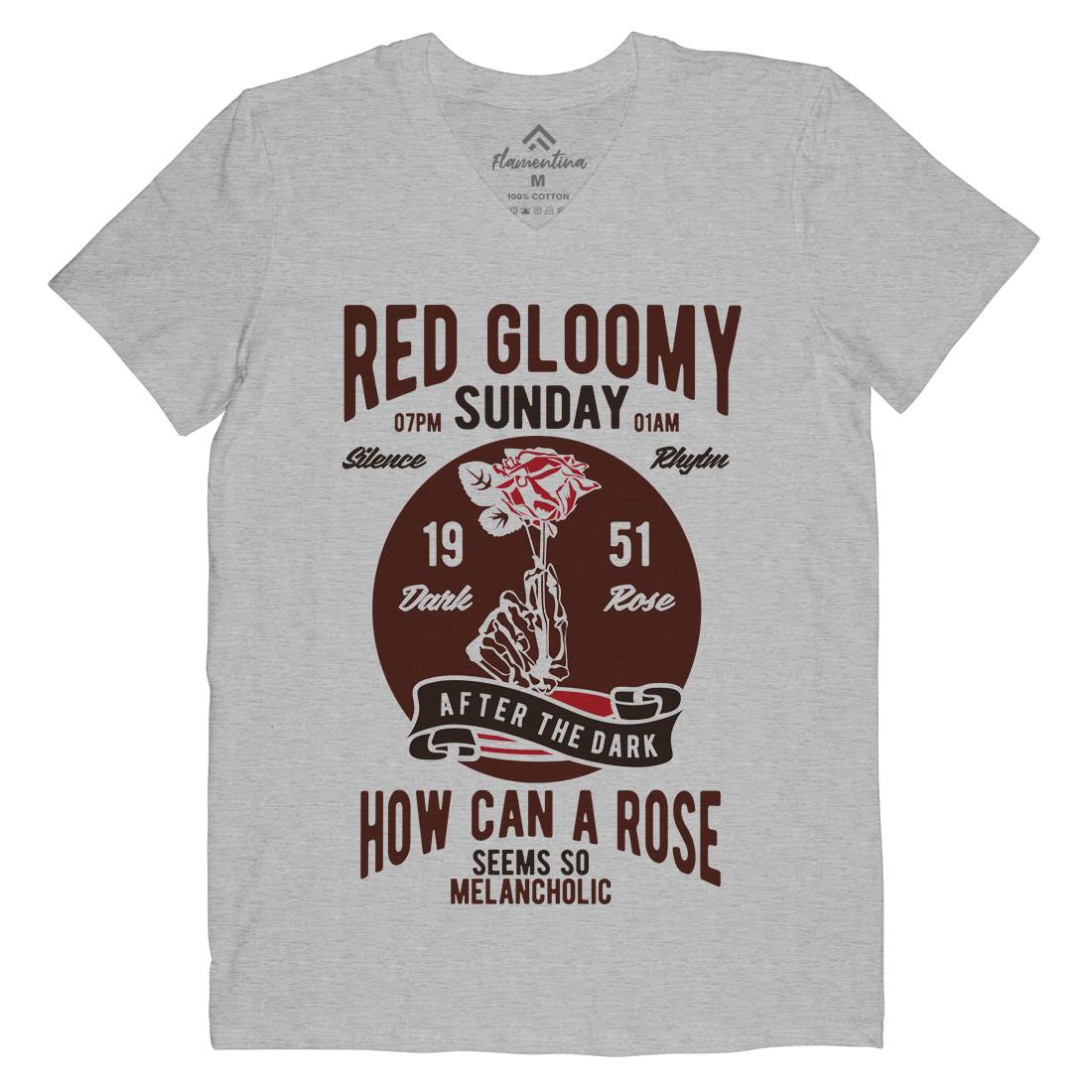 Red Gloomy Sunday Mens V-Neck T-Shirt Retro B437