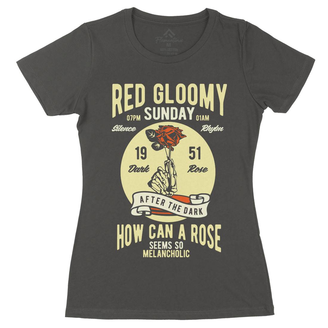 Red Gloomy Sunday Womens Organic Crew Neck T-Shirt Retro B437