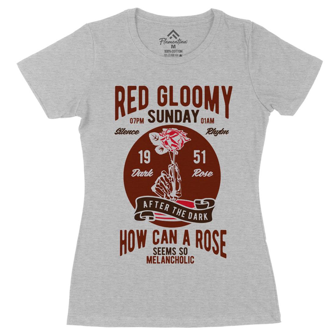 Red Gloomy Sunday Womens Organic Crew Neck T-Shirt Retro B437