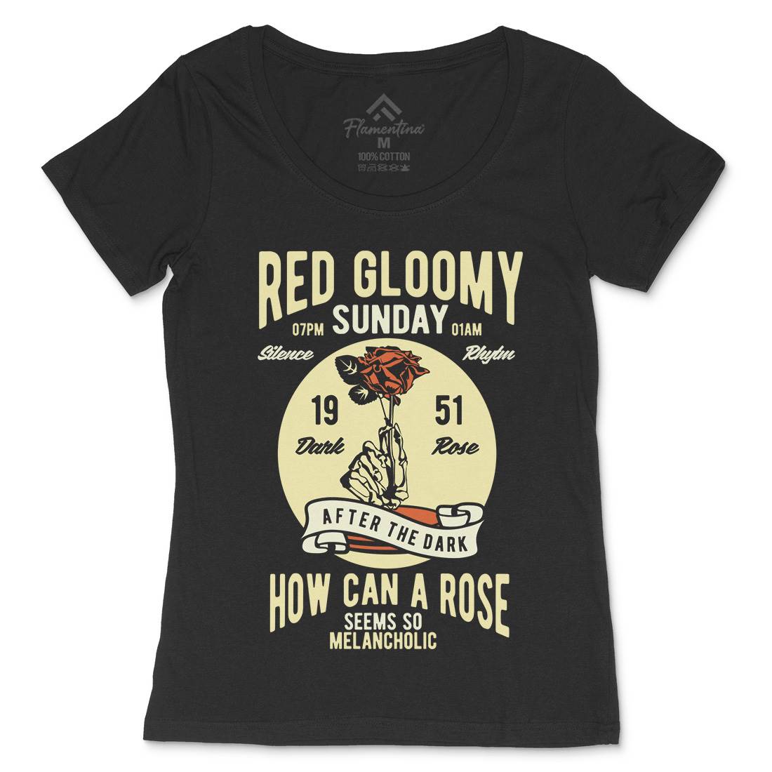 Red Gloomy Sunday Womens Scoop Neck T-Shirt Retro B437