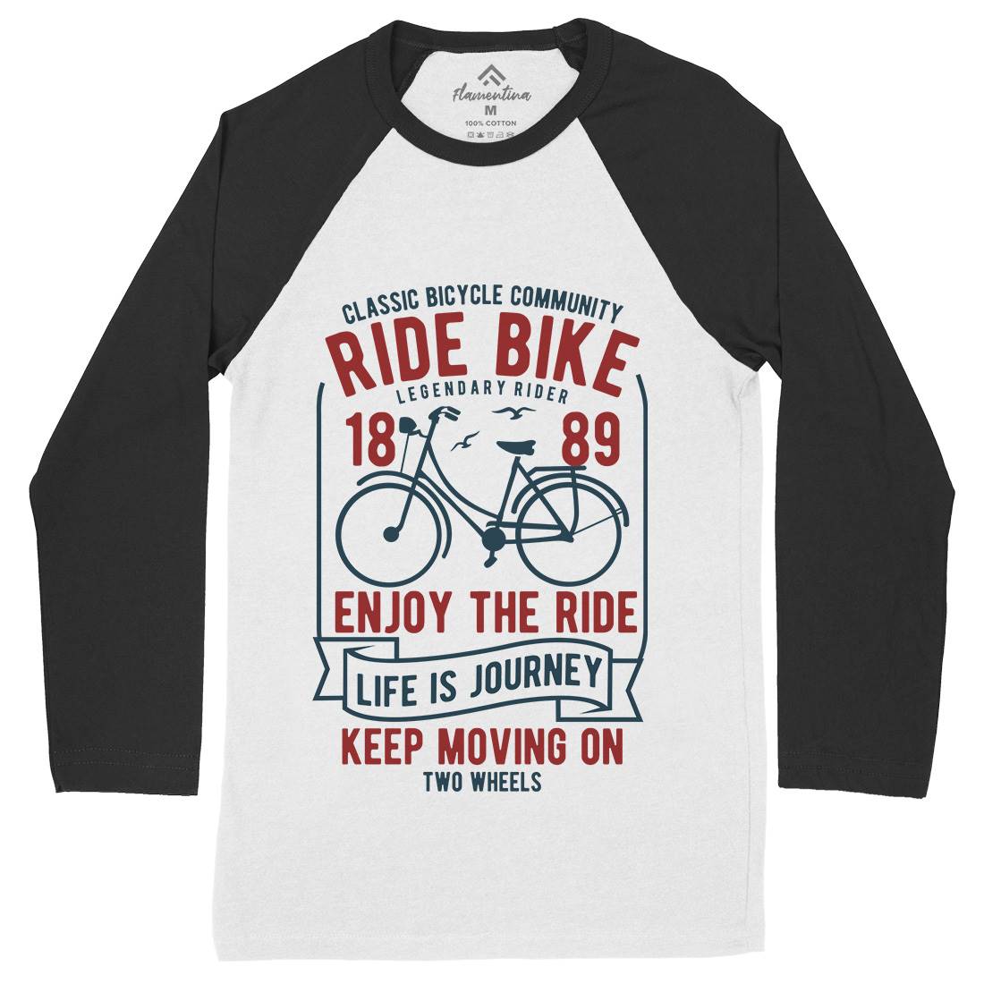 Ride Bike Mens Long Sleeve Baseball T-Shirt Bikes B438