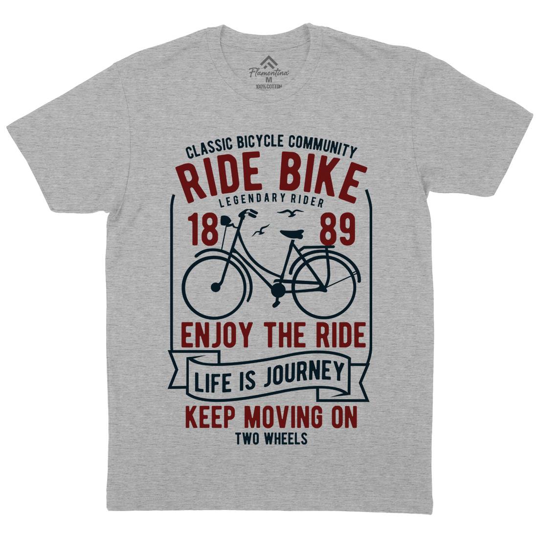 Ride Bike Mens Organic Crew Neck T-Shirt Bikes B438