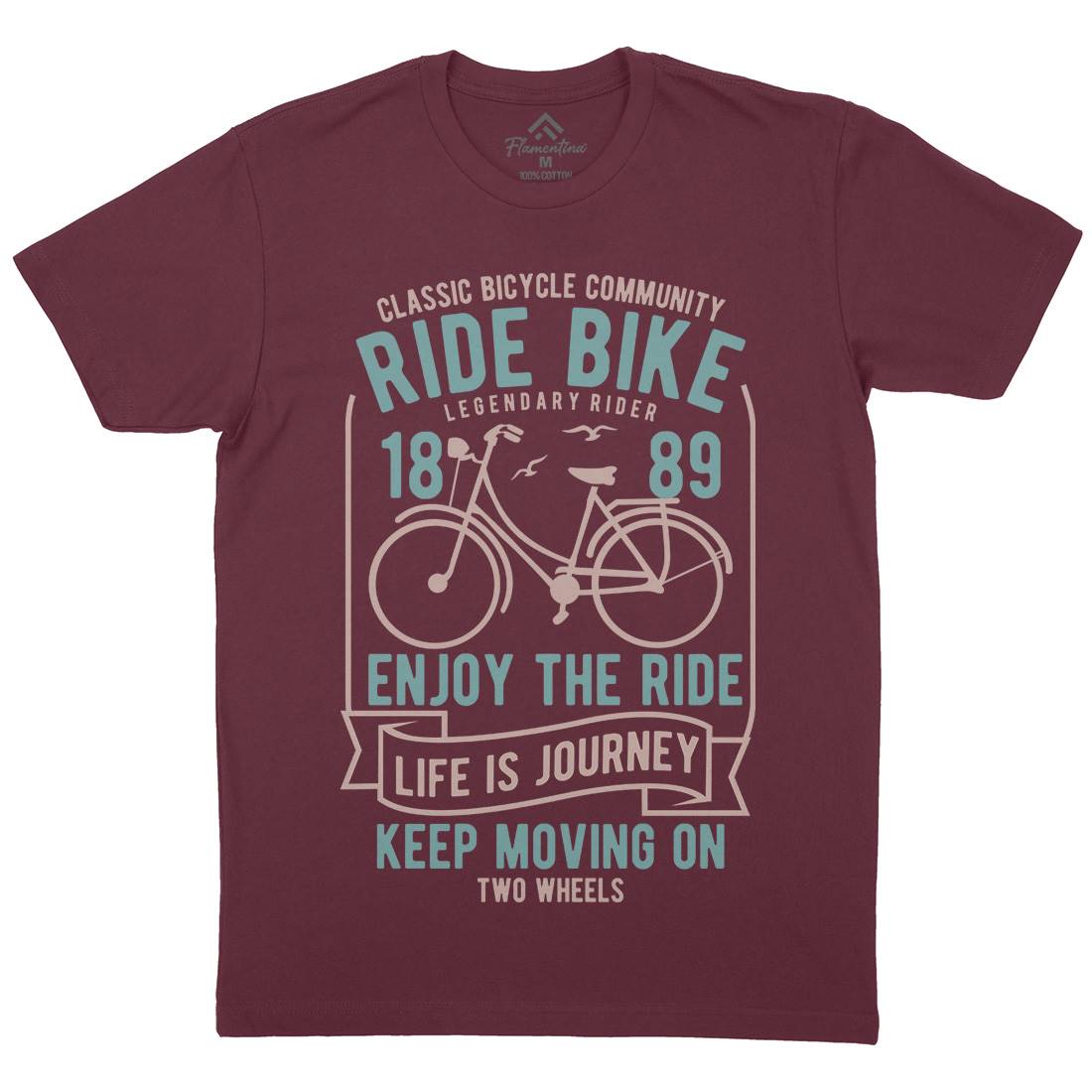 Ride Bike Mens Organic Crew Neck T-Shirt Bikes B438