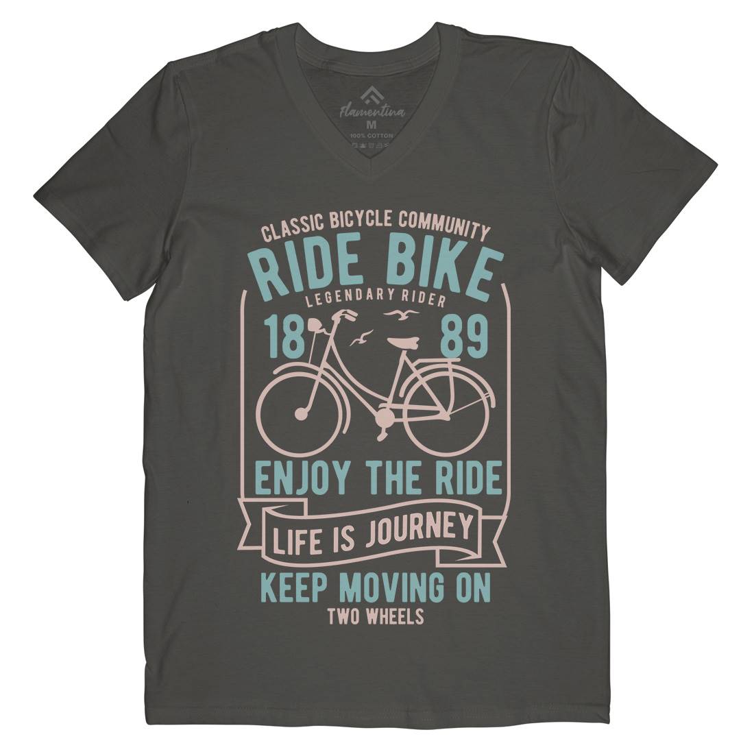 Ride Bike Mens V-Neck T-Shirt Bikes B438