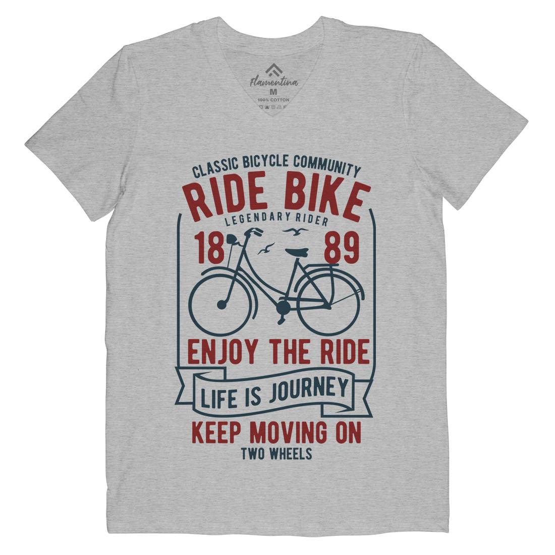 Ride Bike Mens Organic V-Neck T-Shirt Bikes B438