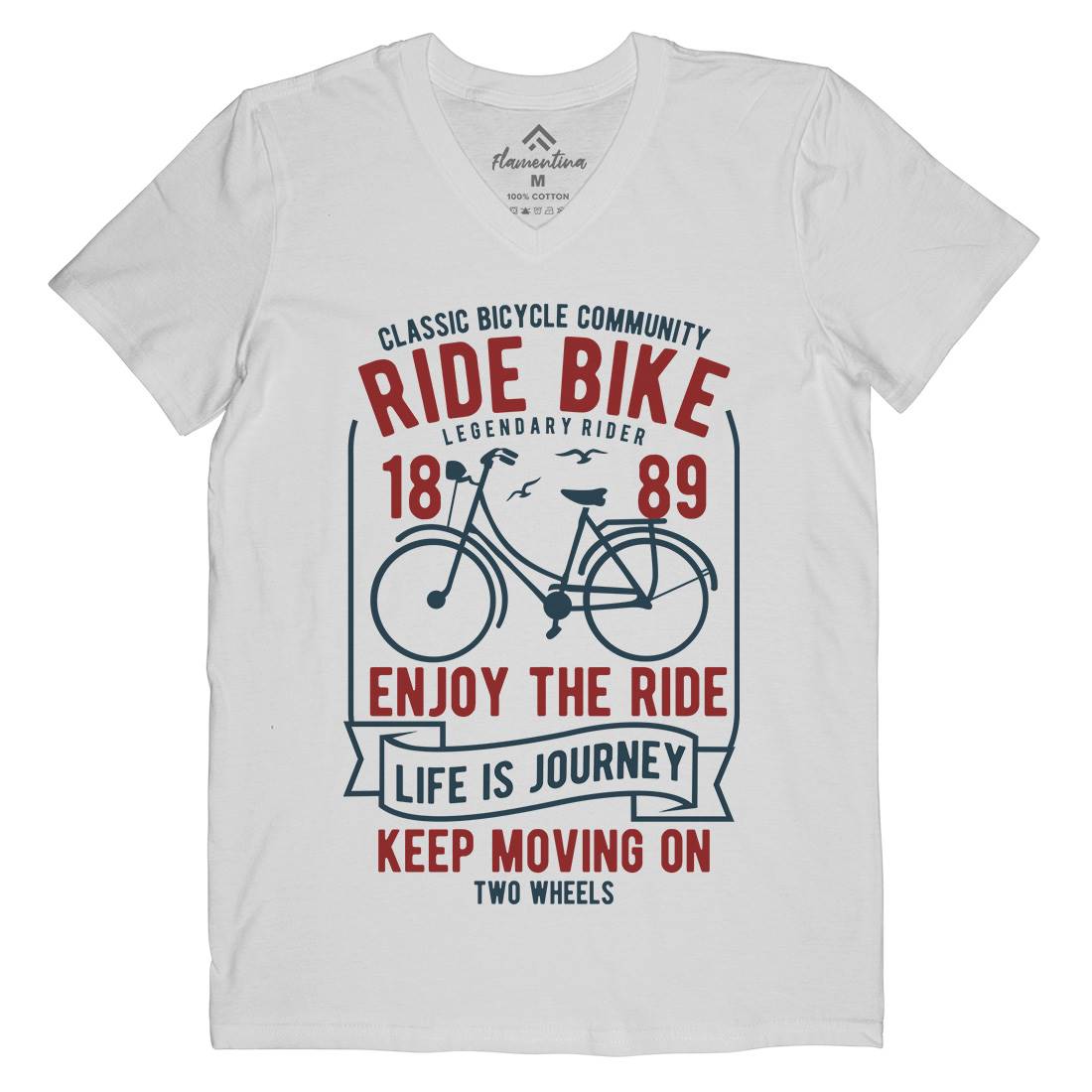 Ride Bike Mens Organic V-Neck T-Shirt Bikes B438